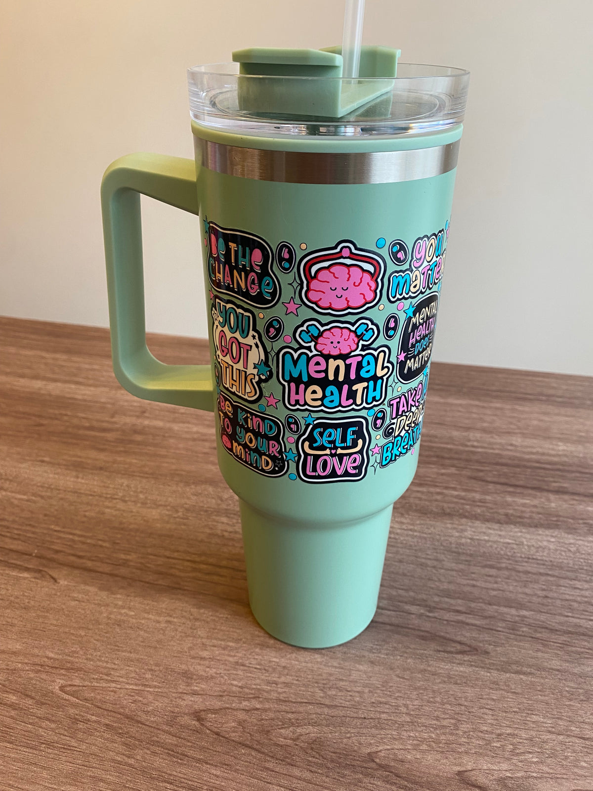 Mental Health- 40 oz Double Walled Tumbler w/ Handle