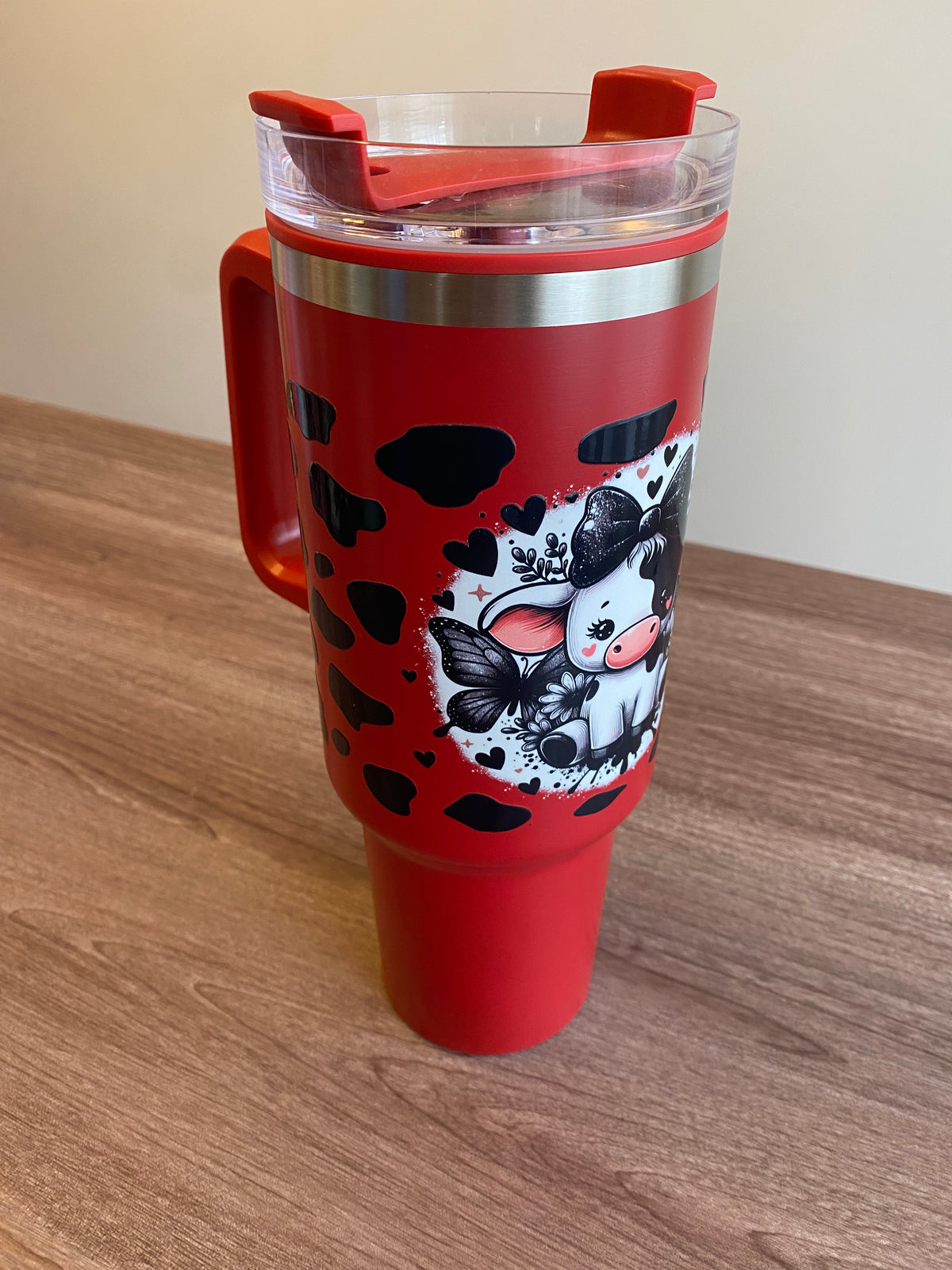 Red Cow- 40 oz Double Walled Tumbler w/ Handle