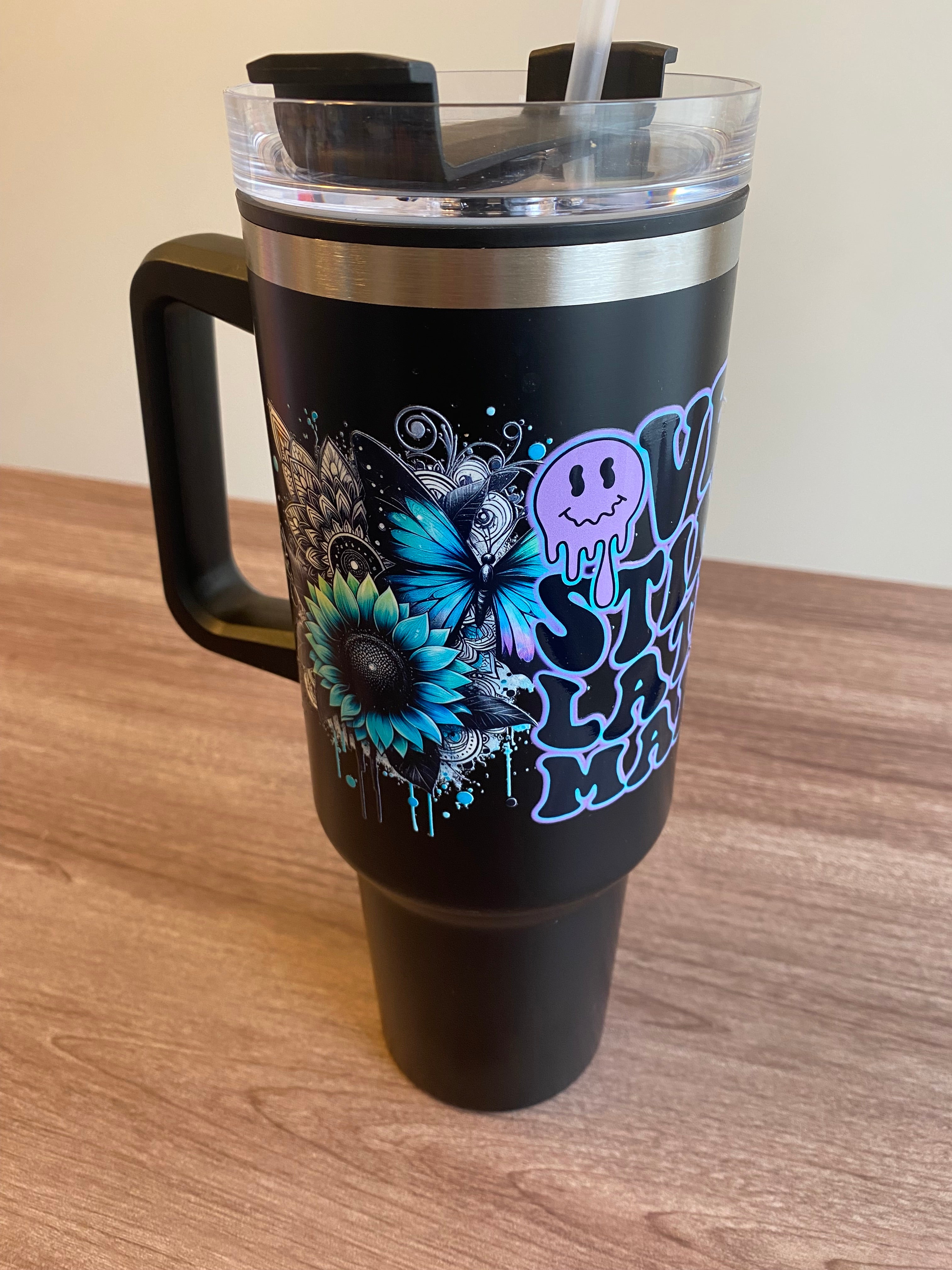Overstimulated Mama- 40 oz Double Walled Tumbler w/ Handle