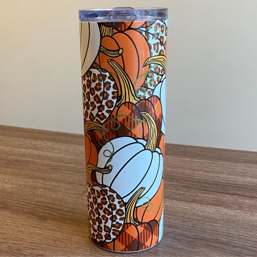 Patterned Pumpkins- 20 oz Stainless Steel Tumbler